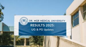 Banner of Dr. MGR Medical University displaying “Results 2025: UG & PG Updates” with the university logo on the left side.