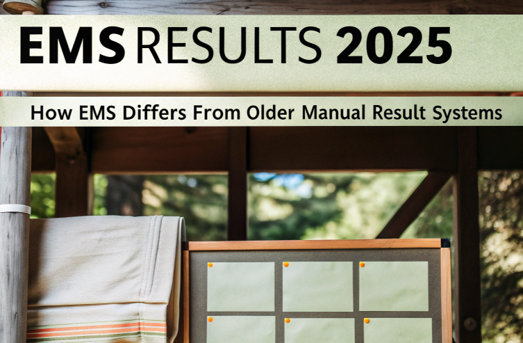 EMS Results 2025 banner with key details on MBBS, BSc Nursing, BPharm, BHMS results, exam mode, dates, and revaluation info.