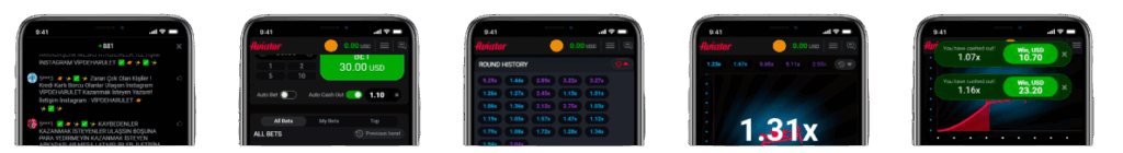 Aviator game online mobile screens showing betting, multiplier graph, and timing lessons illustrating risk understanding