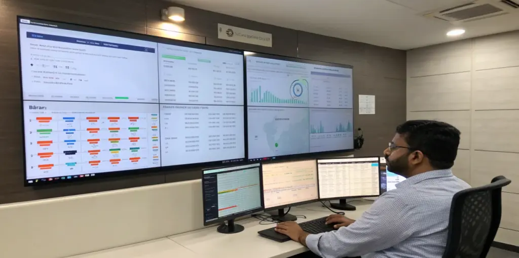 An agent manages betting IDs on an administrative panel in an Indian office.