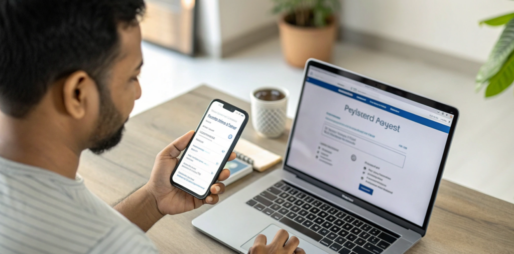 A user in India initiates a withdrawal on a smartphone.