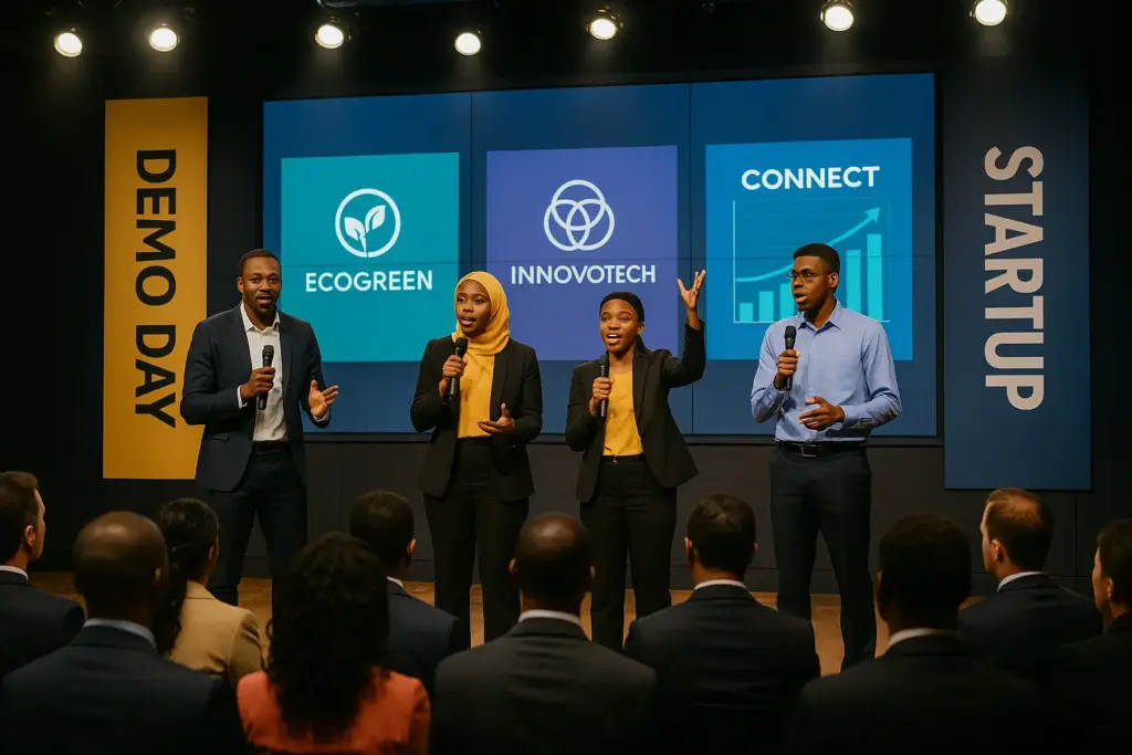 startup founders pitching to investors during Demo Day at Itanna in Lagos